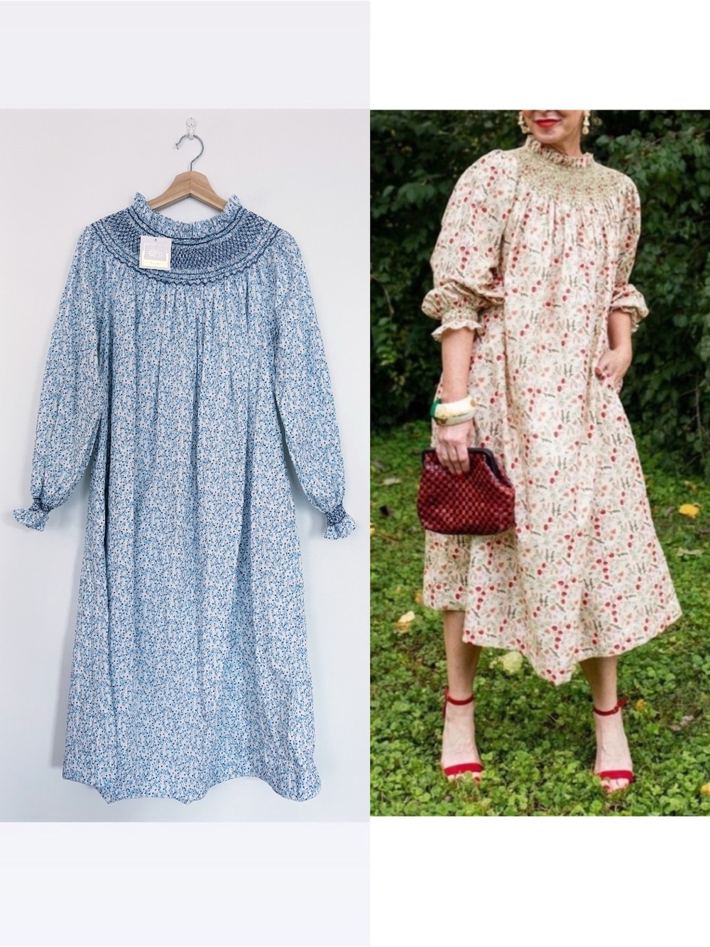 Dondolo x Pencil & Paper Co. || Smocked Midi Dress Creative Club Floral Blue 1